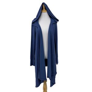 Soft Surroundings Hooded Long Cardigan Women S Small Open Front Asymmetrical Hem